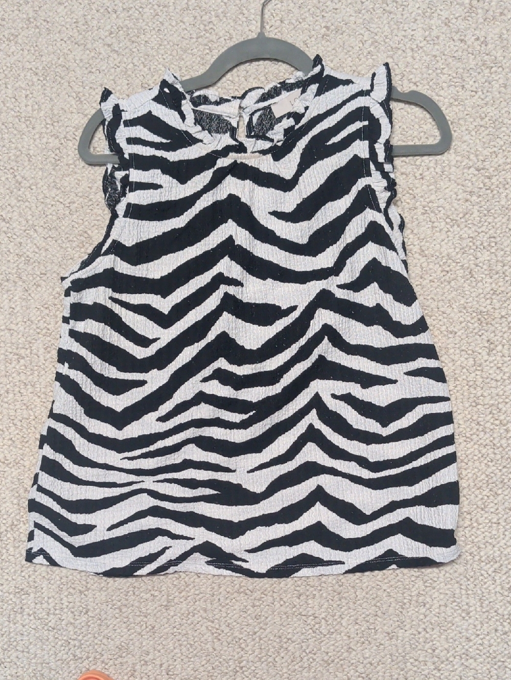 LOFT Black and White Textured Zebra-Print Sleeveless Blouse